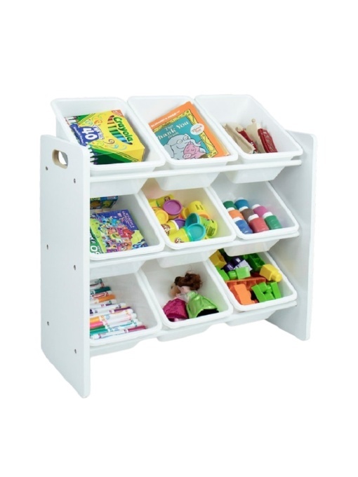 Етажерка за играчки - с 9 кутии за съхранение white jwtr-3006