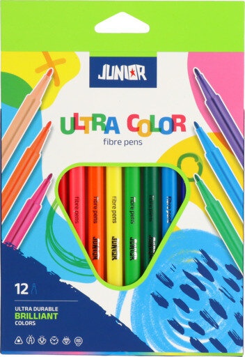 Наситени Флумастери 12 Цвята, ТРиъгълни Junior