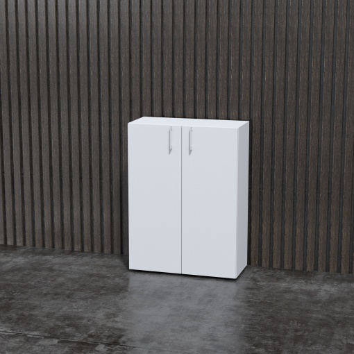 Стелаж Nova Basic от Narbutas с размери 800 x 360 x 1092 mm, изработен от бял меламин, с бяла правоъгълна дръжка.