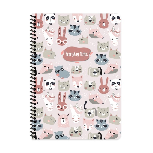 Тетрадка А4 80 Л. Мкв Картонена Корица, Спирала, Animal Friends
