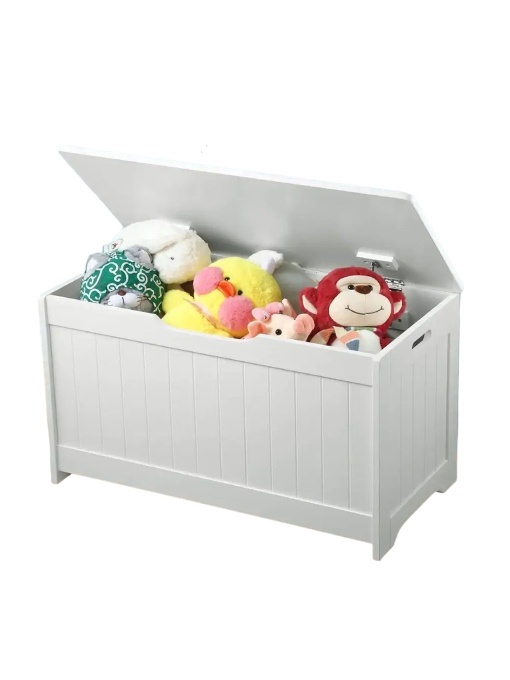 Детска ракла за играчки и пейка 2 в 1 - дървена – естествен материал jwtr-3086 white