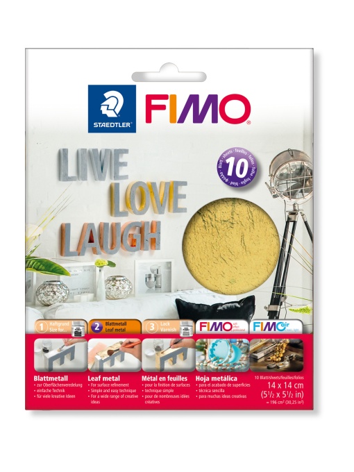 Метално фолио за декорация Staedtler Fimo 8781,10 листа, златно