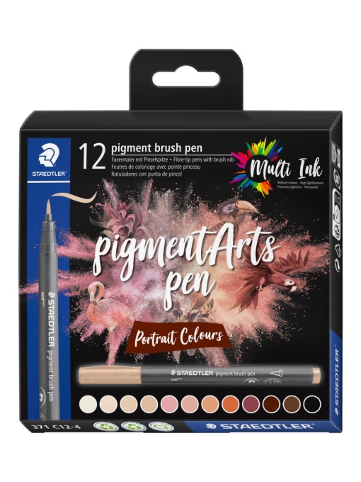 Флумастери Staedtler Pigment Brush 371, 12 цв, телесни цветове