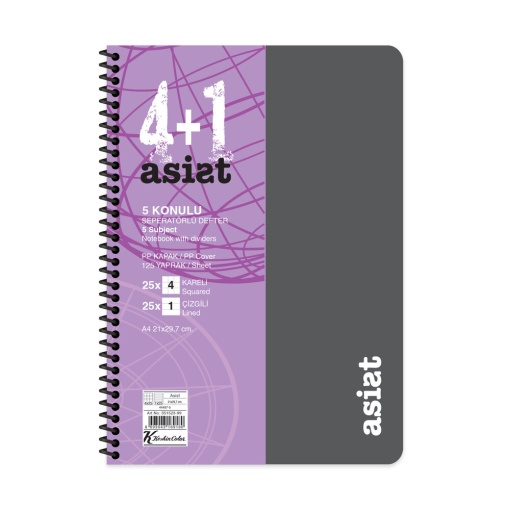 Тетрадка А4 125 Л. 4+1 Теми, Pvc Корица Asist