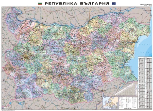 България - административна карта 180/130