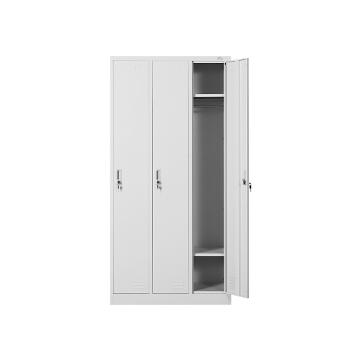 Метален гардероб RFG, троен, 90 х 45 х 185 cm, сив