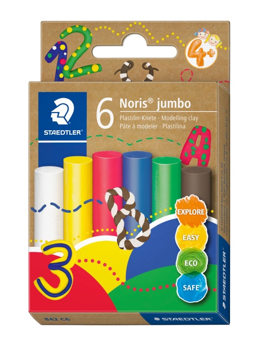 Пластилин Staedtler Noris Jumbo, 6 цв, станд. цв.