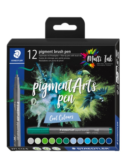 Флумастери Staedtler Pigment Brush 371, 12цв,студени цв