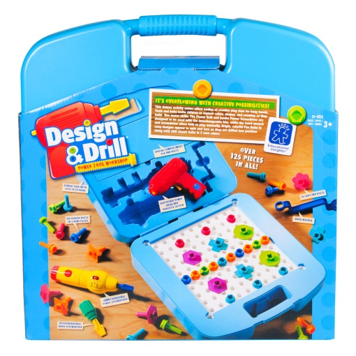 Конструктор Learning resources, Design and Drill, с електрически инструменти, 127 части