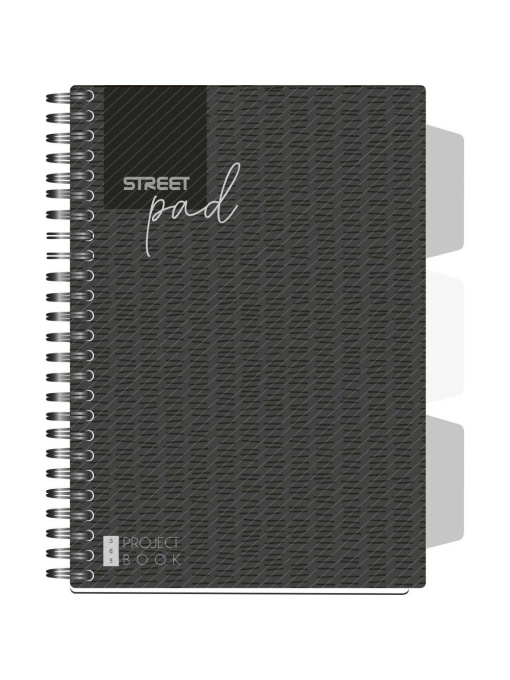 Тетрадка Street Pad, А5, спирала, PP, 100 листа, широки редове, black