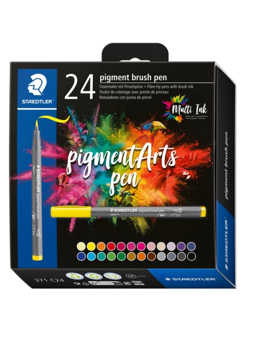 Флумастери Staedtler Pigment Brush 371, 24 цвята