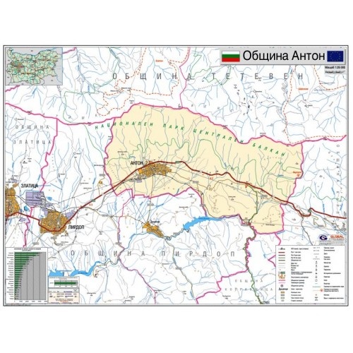 Карта на община Антон