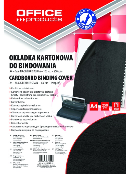 Корица за подвързване, OP, тип кожа 250г, А4,опаковка 100,черна