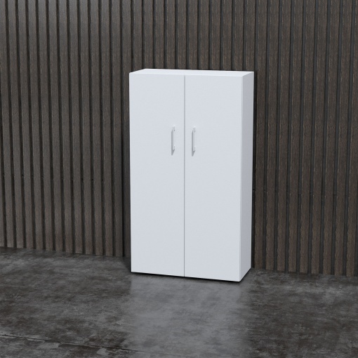 Стелаж Nova Basic от Narbutas с размери 800 x 360 x 1444 mm, изработен от бял меламин, с бяла правоъгълна дръжка.