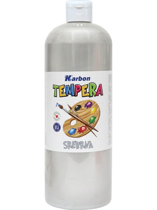 Темперна боя Karbon, 1000 мл в бутилка, сребриста