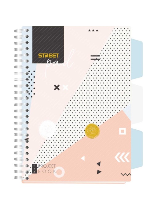 Тетрадка Street Pad, А5, спирала, PP, 100 листа, широки редове, colourful
