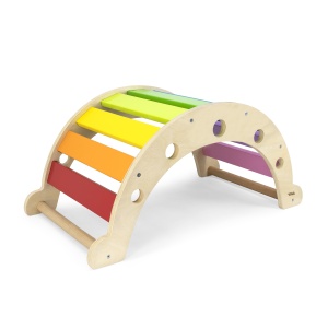 Дървена люлка Rocker Bridge 2 в 1, Montessori Rainbow Swing - Img 4