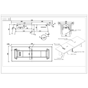 Заседателна маса Elmaz, RFG, 3200 х 1200 х 760 mm, дъб и сиво - Img 4