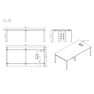 Заседателна маса Monaco, RFG, 2400 х 1200 х 750 mm, плот бряст, бял метал - Img 2
