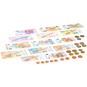 Комплект учебни пари EURO, 22 монети и 22 банкноти