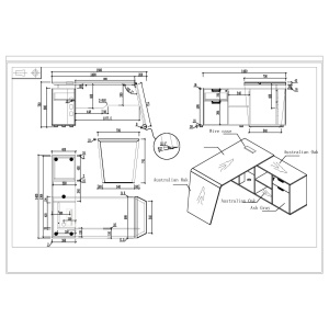 Работно бюро Elmaz, RFG, с шкаф, 1600 х 1400 х 760 mm, дъб и сиво - Img 6