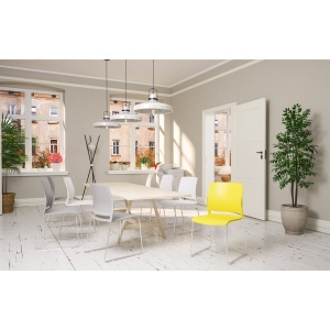 Gardena M Посетителски стол, пластмасов, с жълта седалка и жълта облегалка, 4 броя в комплект. - Img 5