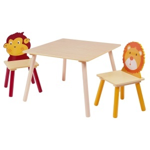 Детска маса с 2 столчета „Животинки“