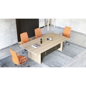 Заседателна маса Milano, RFG, 2400 х 1200 х 750 mm, светъл дъб и сиво - Img 2
