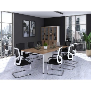 Заседателна маса Monaco, RFG, 2400 х 1200 х 750 mm, плот бряст, бял метал - Img 3