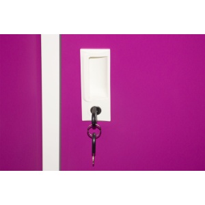 Метален гардероб RFG с три врати, 120 х 40 х 120 cm, бял, с лилави врати. - Img 5