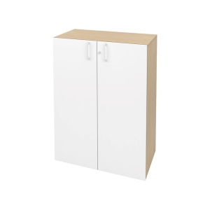 Шкаф Narbutas Choice, 800x420x1075 mm, с корпус от избелен дъб, бели врати с бяла правоъгълна дръжка.