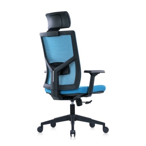 RFG Директорски стол Snow Black HB, с светлосиня седалка и светлосиня облегалка. - Img 3