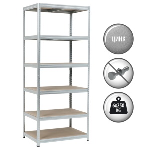 Метален стелаж STAR 213x90x60 см, до 250 кг на рафт - цинк - Img 3