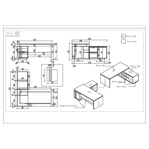 Работно бюро Chicago, с шкаф, 1600 х 1600 х 750 mm, дъб Рейн и тъмносиво, RFG - Img 6