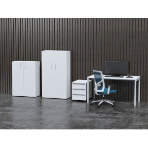 Стелаж Nova Basic от Narbutas с размери 800 x 360 x 1092 mm, изработен от бял меламин, с бяла правоъгълна дръжка. - Img 2