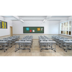 Ergo School RFG Чин, с регулируема височина, двоен, бял плот, сив метал, от I до XII клас. - Img 6