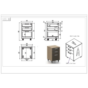 Milano RFG Контейнер, 400 х 420 х 620 mm, светъл дъб и сиво - Img 2