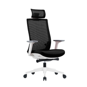 Ергономичен стол RFG Meteor White HB с черна седалка и черна облегалка. - Img 1