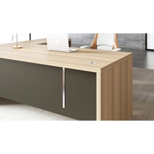 Работно бюро Milano, 1400 х 700 х 750 mm, светъл дъб и сиво, RFG - Img 3
