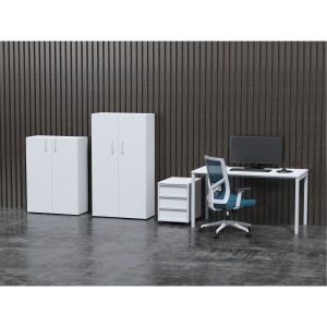 Стелаж Nova Basic от Narbutas с размери 800 x 360 x 1444 mm, изработен от бял меламин, с бяла правоъгълна дръжка. - Img 2