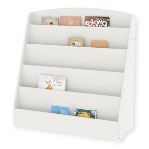 Детска етажерка за книжки – 5 рафта, MDF, бяла, 80x80 см