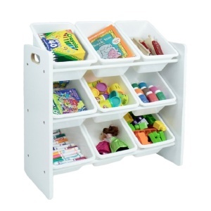 Етажерка за играчки - с 9 кутии за съхранение white jwtr-3006