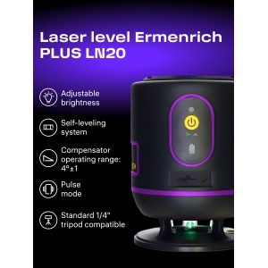 Лазерен нивелир PLUS LN20 – 4 зелени линии, 360° - Img 11