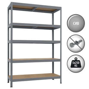 Метален стелаж STAR PLUS 180x120x60 см, до 250 кг на рафт - сив - Img 2