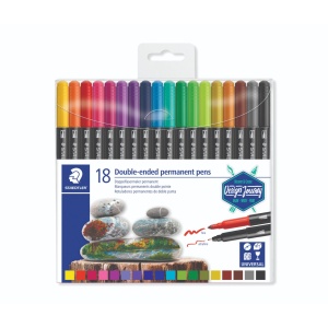 Перманентни маркери Staedtler Design Journey , двувърхи, 18 цвята - Img 1