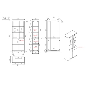 Шкаф Monaco RFG, 800 х 400 х 2000 mm, бял, със стъклени врати. - Img 2
