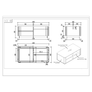 Elmaz Ниска маса, RFG, 1200 х 600 х 450 mm, дъб и сиво - Img 2
