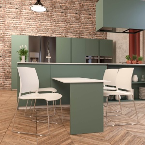Gardena M Посетителски стол, 4 броя в комплект, пластмасов, бяла седалка, бяла облегалка, RFG - Img 6