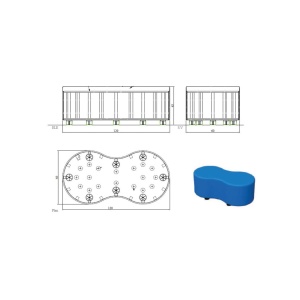 Табуретка Formex, RFG, 120 х 60 х 43H, синя, екокожа - Img 2