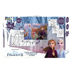 Двустранен пъзел за оцветяване, 24 части, Frozen - Img 1